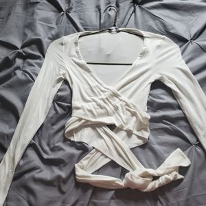 White front tie crop top